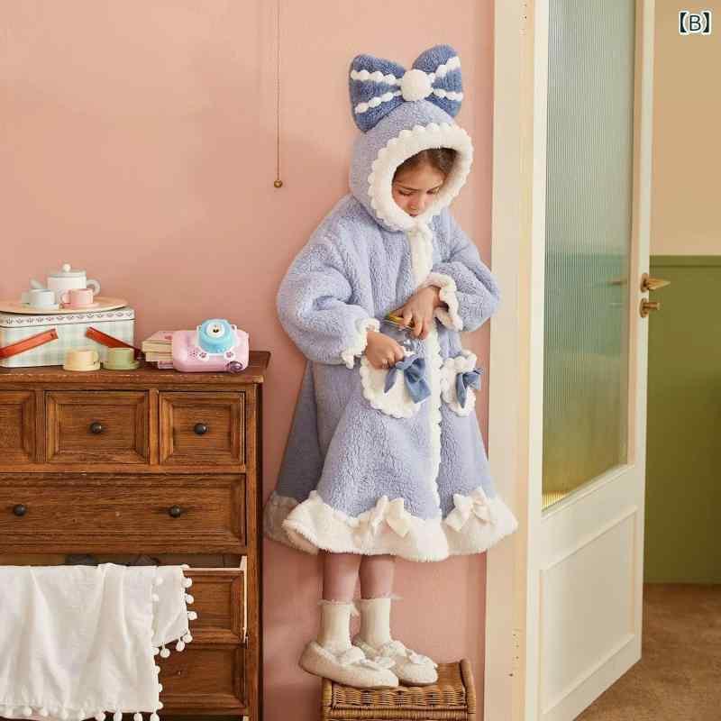 子供用パジャマ 女の子 プリンセス コーラルベルベット フランネル 厚手 ミドル丈 ロング丈 ルームウェア 秋冬 春 B類 暖か 柔らかい 110 120 130 140 150