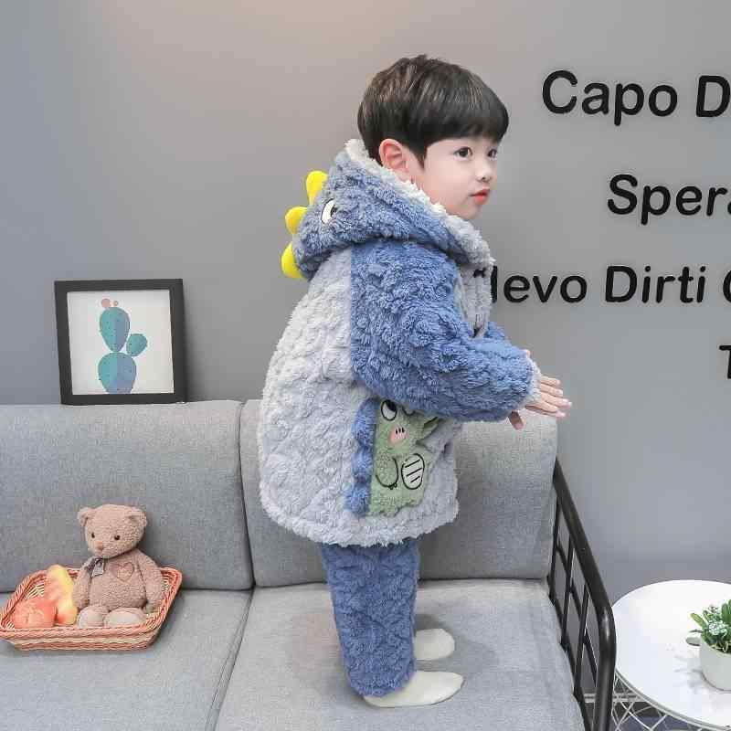 ちびっ子用パジャマ お坊っちゃん 秋冬 朦々たる あったか サンゴフリース フランネル お座敷着 上下書き割り 8歳以上 黒いこと 青碧