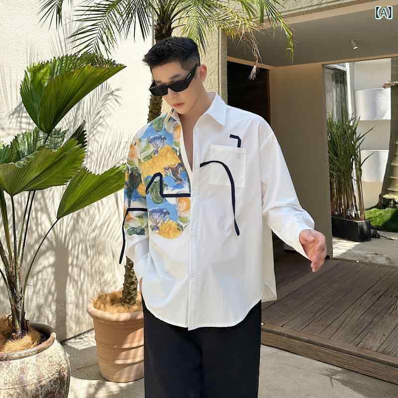 プルオーバー 成人男性用 韓国風 油画風 白いこと 白 リネン雑ぜ合わせる 麻混 長袖 飛び切り感 か細い 春夏