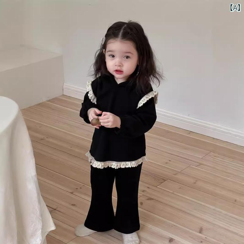 子供用セットアップ キッズ 女児 花柄 フリル付き パーカー パンツ 上下2点セット 長袖 綿混紡 春秋 かわいい 普段着 73CM 80cm 90cm 100cm 110cm ブラック カーキ グレー