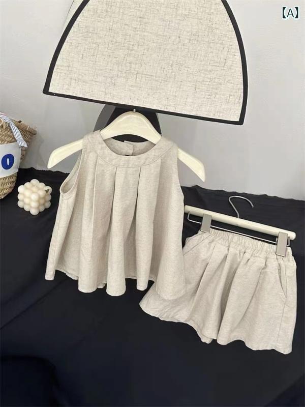 子供用タンクトップ ショートパンツ 2点セット 女の子 夏服 韓国風 かわいい ガールズ ベビー 子ども服 上下セット 薄手 通園 通学 普段着 おしゃれ キッズ 90cm 100cm 110cm 120cm 130cm 140cm