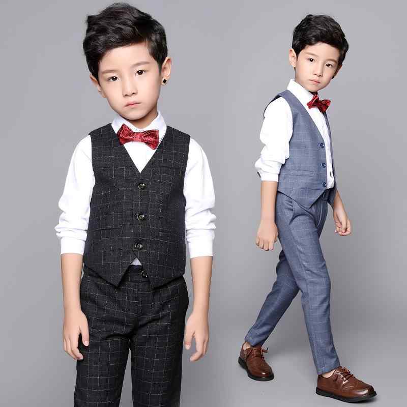 スーツ 男の子 キッズ 子供 フォーマル 春秋 ベスト パンツ 2点セット グレンチェック 結婚式 発表会 入学式 卒業式 グレー ブルー ブラック レッド 4,994円