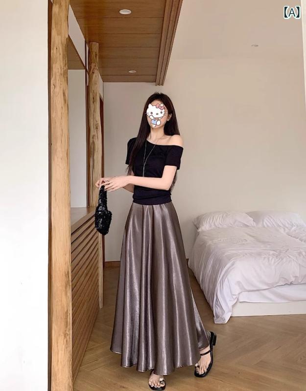 スカート レディース 大きいサイズ マーメイドスカート ミモレ丈 フレアスカート Aライン 無地 伸縮性 体型カバー 通勤 エレガント 蟹殻灰 星空黒 丁香紫