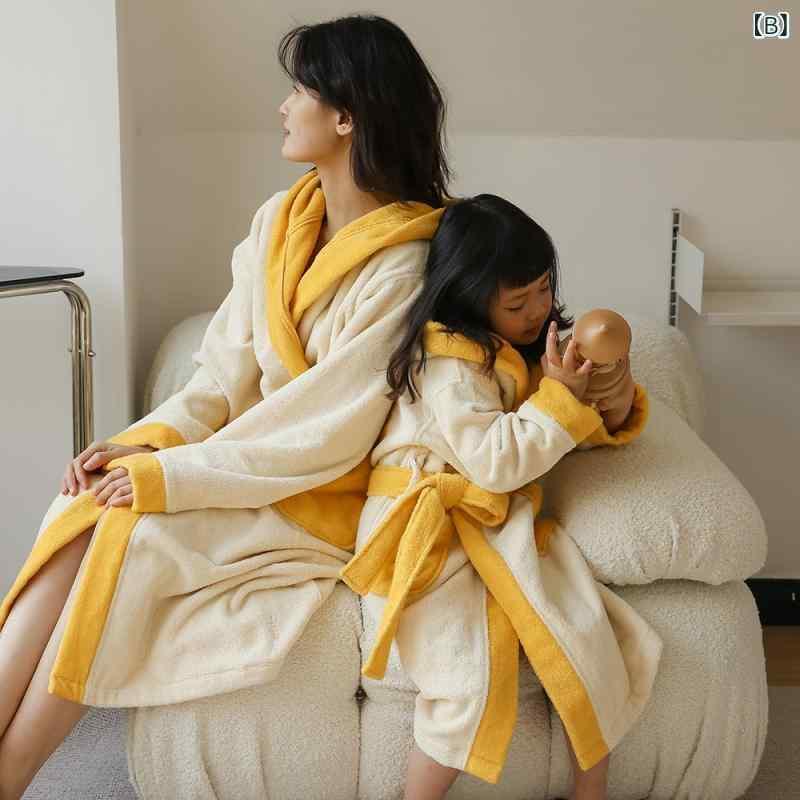 バスローブ A類 長絨綿 春 親子 レディース メンズ キッズ ちびっ子用 吸水性 綿100％ 黄色系 緑であること系 花柄 愛くるしい 普段使い走り お座敷着