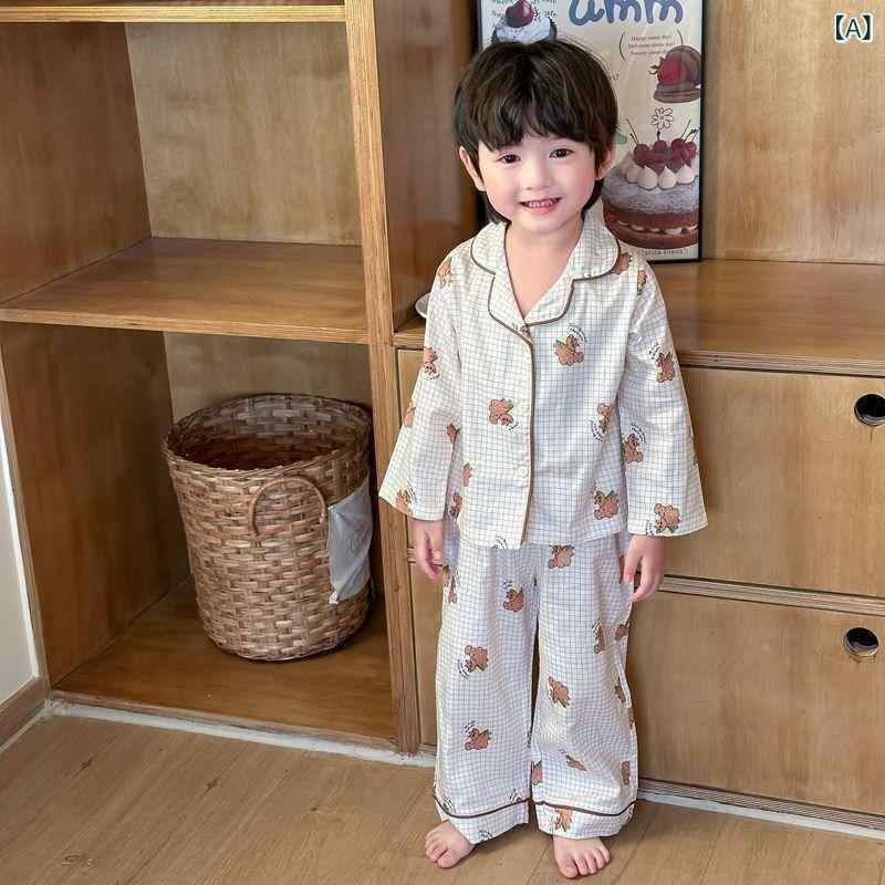 子供用パジャマ 子供用ルームウェア 長袖コットン 上下セット 春夏秋冬 男女兼用 90 100 110 120 130 140 保温性 吸湿性 通気性 格子柄 アニマル柄 かわいい