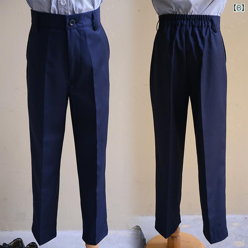 子供用フォーマルパンツ 男の子 黒 紺色 ストライプ柄 スラックス 長ズボン 学生 制服 発表会 演奏会 体育祭 卒業式 入学式 100 110 120 130 140 150 160 170 180