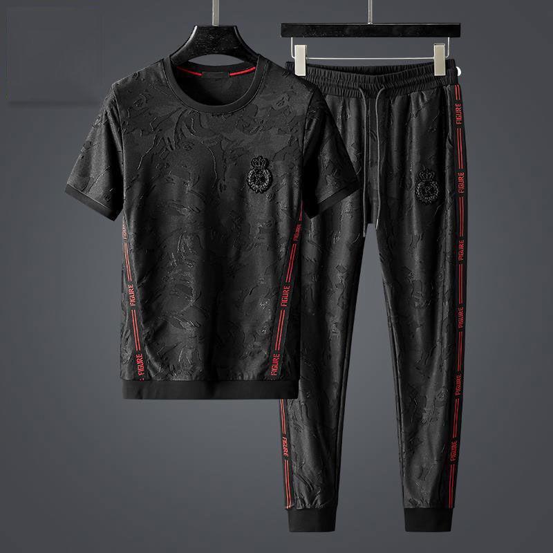 メンズ Ｔシャツ \u0026amp; ズボン下 セットアップ 上下仕かける 成人男性用 透け透け 運動競技御召しもの 御部屋着 伸び伸びする御召しもの ポリエステル 黒いこと
