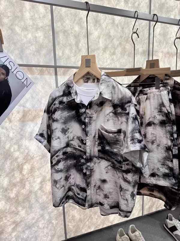 シャツ メンズ 半袖シャツ ハーフパンツ セットアップ 天竺 リヨセル混紡 接触冷感 5分丈パンツ 上下セット ブラック｜トミーショップ 店