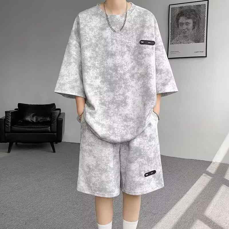 セットアップ メンズ 男性用 高見え Tシャツ ショートパンツ 上下セット ポリエステル 普段使い 部屋着 ブラック ホワイト 黒 白 春夏
