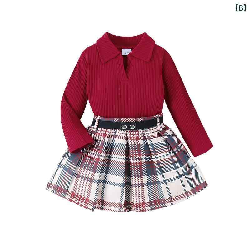 子供用セットアップ チェック柄プリーツスカート 長袖トップス 女の子 秋冬 学院風 韓国風 白 赤 ベージュ 100 110 120 130 140 4,608円