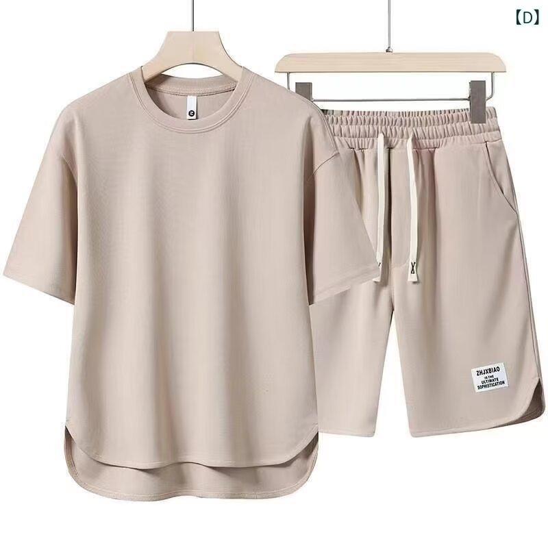 セットアップ メンズ 男性用 薄手 Tシャツ ショートパンツ 上下セット 部屋着 ルームウェア スポーティ カジュアル 半袖 丸首 ポリエステル ホワイト ブラック グレー ベージュ ブラウン レッド グリーン
