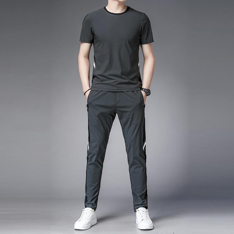 メンズ Ｔシャツ & パンツ セットアップ 男性用 普段着 リラックスウェア 薄手 グレー ブラック M L XL 2XL 3XL 4XL 5XL