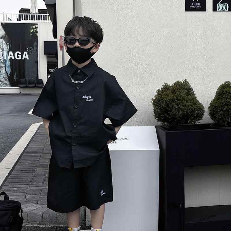 子供用シャツ & パンツ 上下セット 男の子 半袖 薄手 韓国風 90cm 100cm 110cm 120cm 130cm 140cm 150cm ブルー イエロー ピンク ブラック