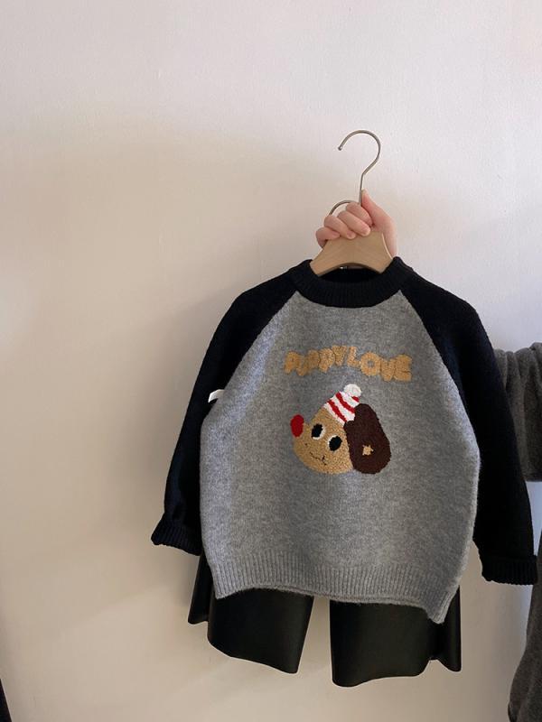 子供服 ニット セーター & 皮パンツ 上下セット 秋冬 かわいい 漫画のキャラクター 厚手 長袖 ズボン 110cm 120cm 130cm 140cm 150cm