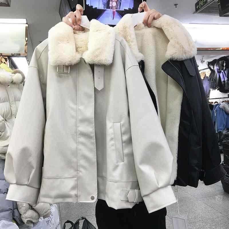 ジャケット レディース 大きいサイズ ゆったり 韓国風 かわいい 杏色 アウター 綿 羊羔毛 裏ボア あったか 防寒 秋冬