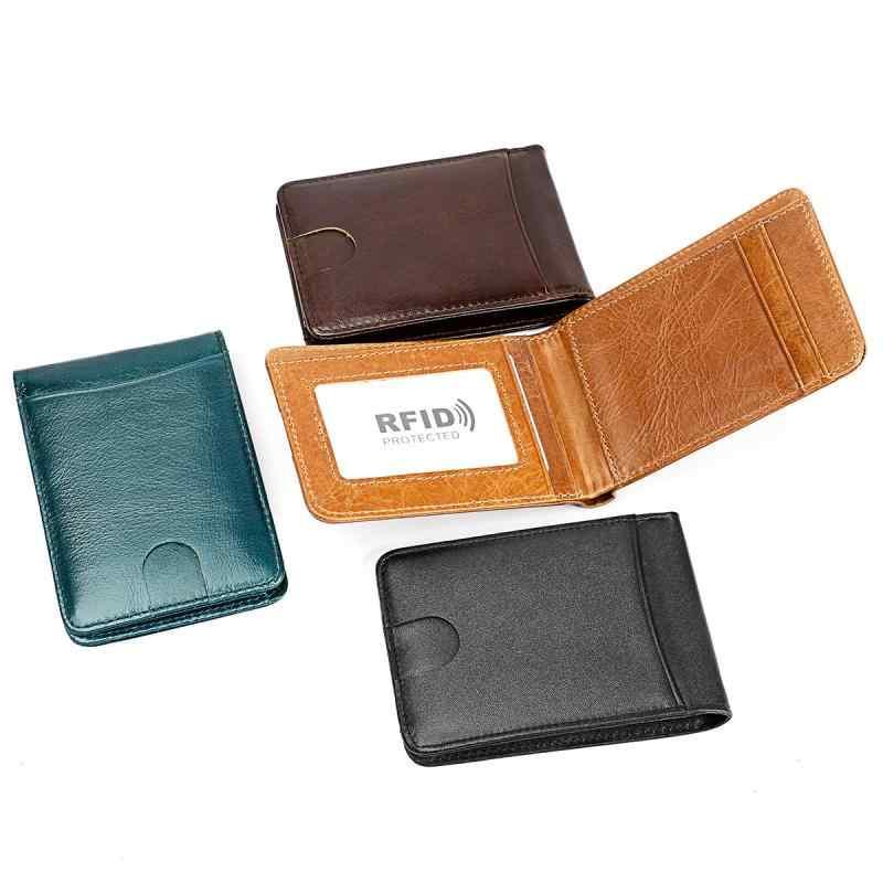 マネークリップ メンズ 男性用 本革 牛革 スキミング防止 RFID カードケース ミニ財布 二つ折り財布 薄型 軽量 コンパクト 札入れ KB186 ブラウン ブラック コーヒー 孔雀ブルー