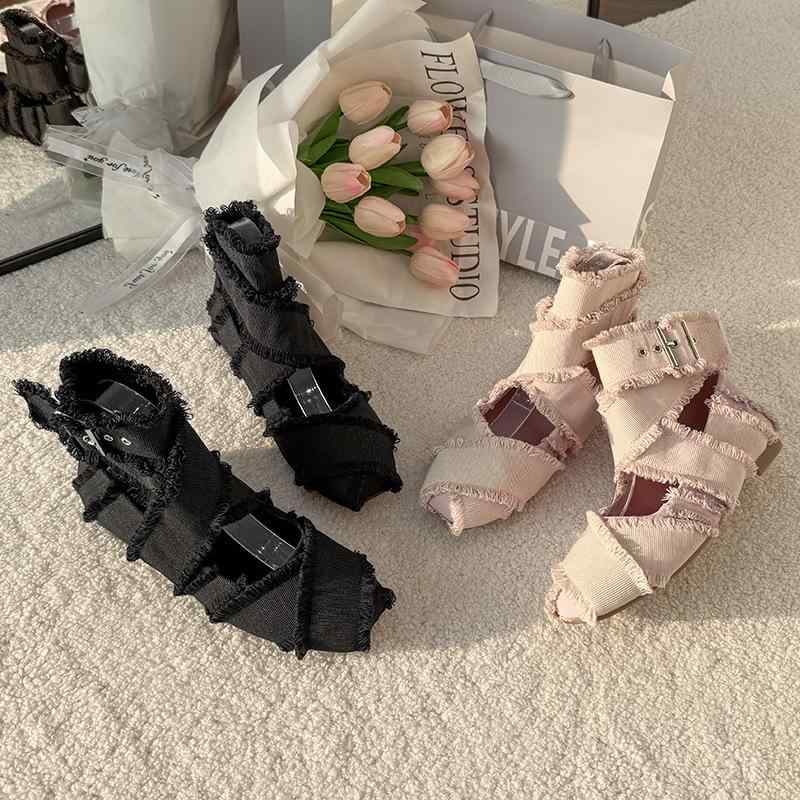 バレエシューズ レディース フラット ストラップ スクエアトゥ ぺたんこ靴 メリージェーン デニム風 春夏 ブラック ピンク系 大きいサイズ