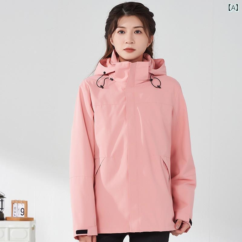 防水 防風 保暖 登山 ジャケット 男女 ユニセックス 3in1 ツーピース セット 着脱式 フード フリース インナー ポリエステル 素材 耐磨 コットンライク 秋冬 春 冬 ユニセックス アウトドア ハイキング クライミング スキー サイクリング フ