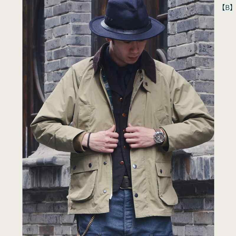 ジャケット メンズ 防水 防風 英国風 ハンティングジャケット ブルゾン ジャンパー 紳士服 アウター 春秋 コットン 紺色 ネイビー キャメル カーキグリーン