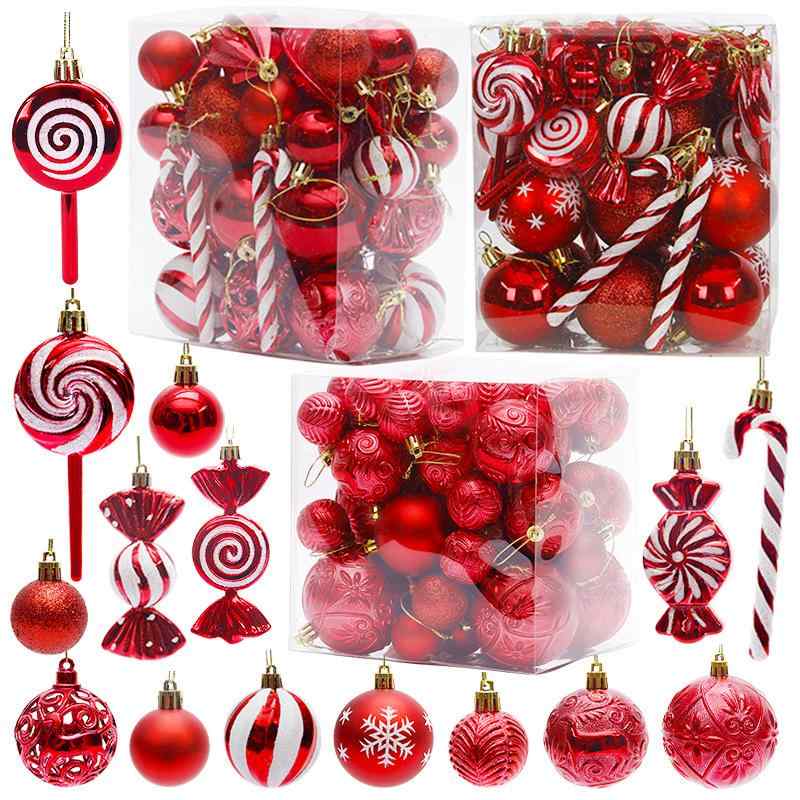 クリスマス オーナメント セット クリスマスボール キャンディ ステッキ クリスマスツリー デコレーション 飾り 赤 金 銀 シャンパン ローズゴールド ネイビー