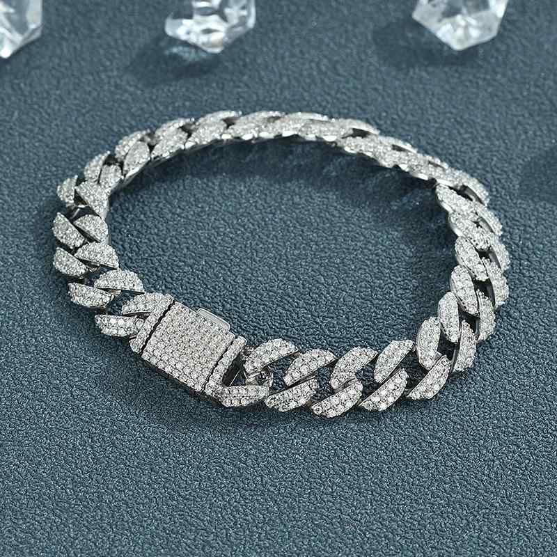 ブレスレット 男女兼用 925シルバー 喜平チェーン ジルコニア 菱形 楕円形 ヒップホップ トレンド ジュエリー アクセサリー 16cm 17cm 18cm 19cm 20cm 21cm 個性派