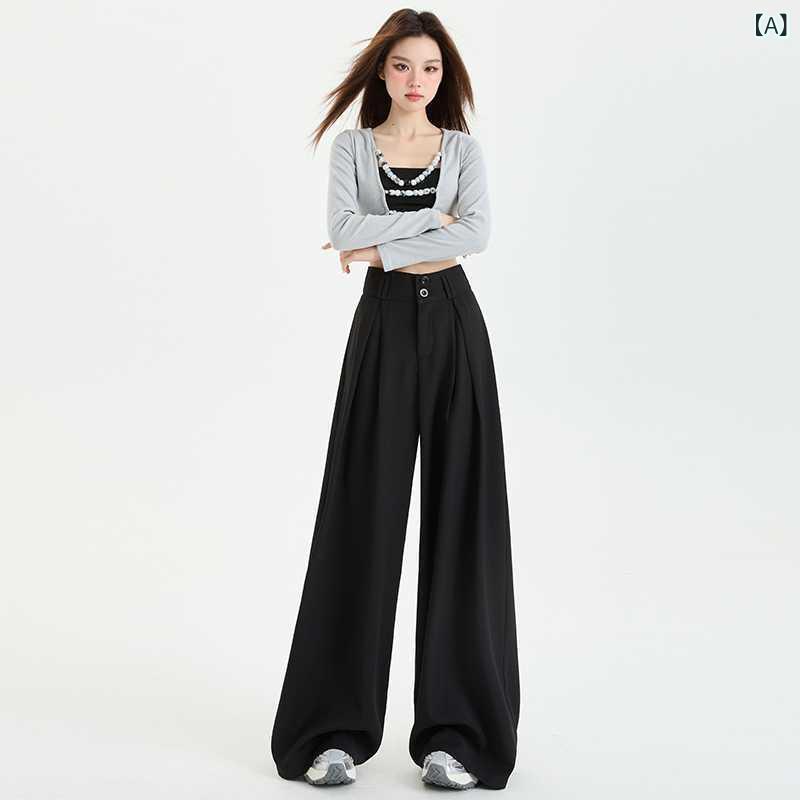 パンツ レディース 黒 シンプル デザイン 高見え スラックス ハイウエスト ワイドレッグパンツ カジュアルパンツ 綿 ポリエステル ブラック XS S M L XL
