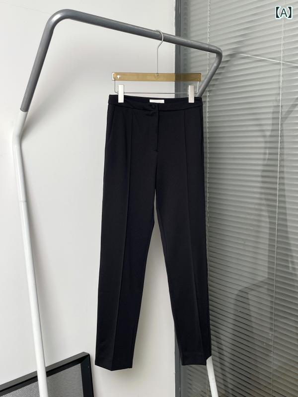 パンツ レディース 秋冬 高見え スラックス 粘・屬 高腰 ストレート 伸縮性 黒 ブラック きれいめ オフィスカジュアル｜トミーショップ 店