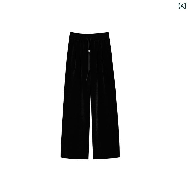 パンツ レディース 高見え ワイドパンツ 秋冬 ストレートパンツ ポリエステル ウエストマーク きれいめ カジュアルパンツ バーガンディ 黒 ブラック M L XL