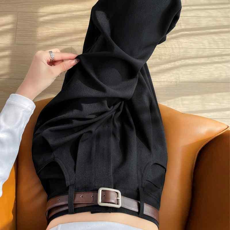 パンツ レディース 美ラード色 ワイドレッグパンツ ゆったり 高見え ハイウエスト ストレートパンツ ロングパンツ 綿 ポリエステル 混紡 伸縮性なし カジュアル 通勤 ブラック グレー ブラウン 秋冬