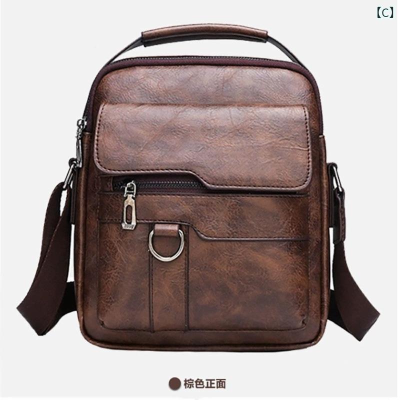 ビジネスバッグ 男性用 トートバッグ ショルダーバッグ ブリーフケース 通勤 鞄 PU レザー 防水 14インチ 横型 縦型 ブラック カーキ ブラウン