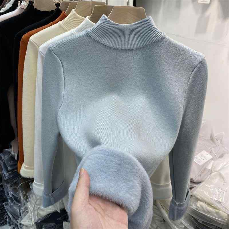 ニット レディース 秋冬 加? 水貂? セーター タートルネック トップス 長袖 あったか 厚手 インナー プルオーバー ブラック ホワイト ベージュ ブラウン ブルー