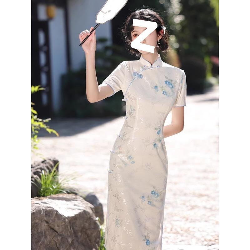 瀬戸もの御召しもの レディース 春夏 新中式 花柄 衣装 ロング丈 ポリエステル シフォン 窈窕たる 成年者成人女性 お呼ばれ 米白いこと