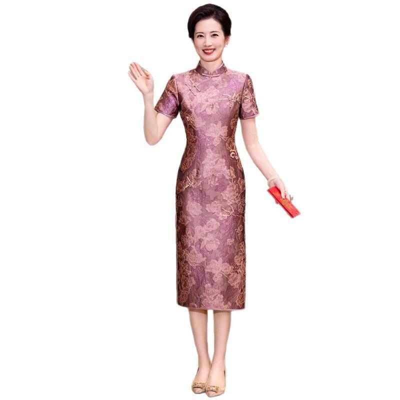 瀬戸ものお召しもの レディース 婚礼の儀 母じゃ人 婚礼の儀用 礼服 春 窈窕たる フォーマルドレス ロング衣装 銀糸 提花 膝下丈 ミモレ丈 半袖 赤いこと サクラ色系 その他-レディースファッション