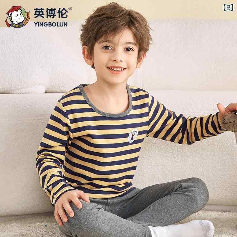 ちびっ子用パジャマ 秋冬 ちびっ子用下着類 綿100% お坊っちゃん用 秋物下着類 薄っぺら 全綿 保温 吸湿速乾 110珊 120珊 130珊 140珊 150珊 160珊(x5)