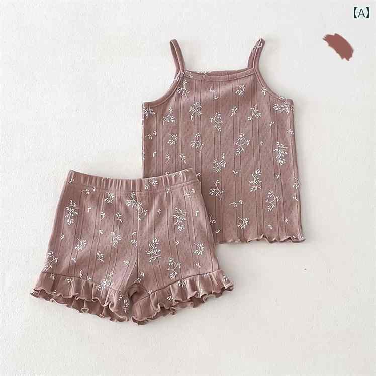 子供服 女の子 ベビー キッズ サマー キャミソール ショートパンツ 上下セット 部屋着 パジャマ 寝巻き 薄手 ピンク系 小花柄 73 80 90 100 110