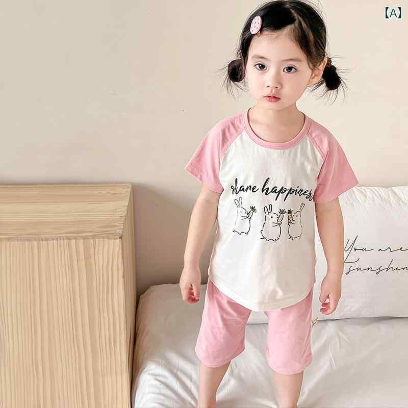 子供用ルームウェア 半袖 トップス パンツ 上下セット ベビー 幼児 男の子 女の子 綿100% かわいい 韓国風 80 90 100 110 120 130 春夏