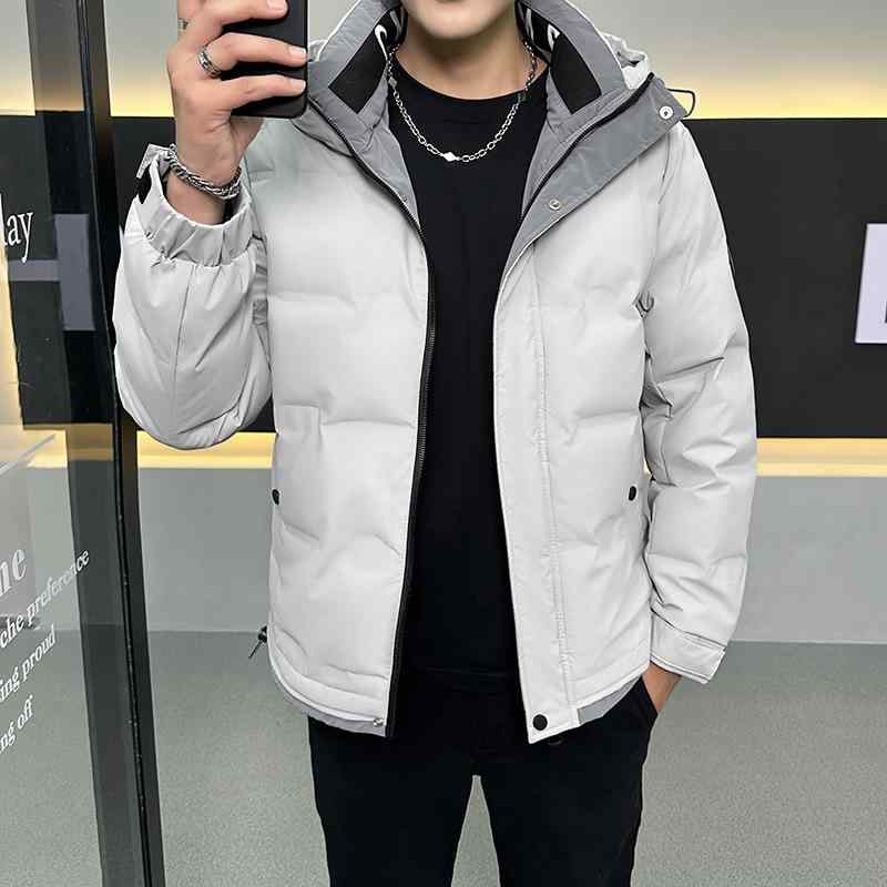 落ち込む上衣 メンズ 成人男性用 秋冬 黒 金 防寒 ボンネット付き添い人 白ダックダウン アウター 前掛け ポリエステル コール天 無地 心地好い 表現スタイル 黒いこと 白いこと ベージュ 緑であること M L XL 2XL 3XL 4XL 5XL