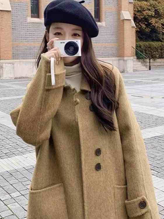 コート レディース 手縫い ハンドメイド ウール ロング丈 ミドル丈 ストレート 無地 ウールコート 黄キャメル グレー チャコールブラック オフホワイト 通勤｜トミーショップ 店 11,868円