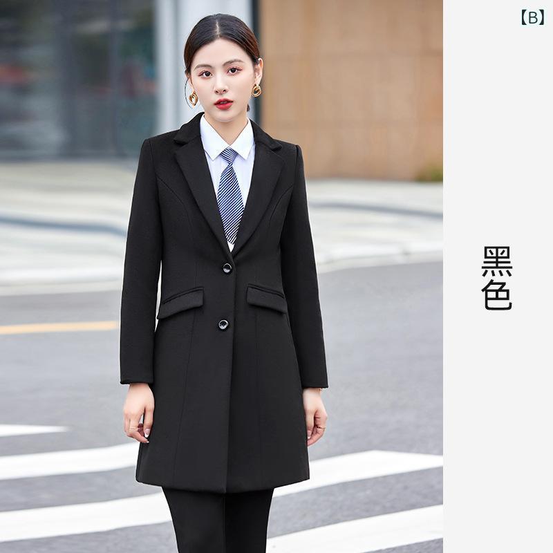 コート レディース メンズ ウールブレンド ロング丈 ビジネス 厚手 裏地キルティング ブラック 黒 S M L XL 2XL 3XL 4XL