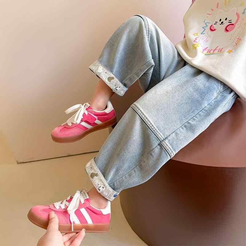 パンツ キッズ 女の子 子供服 デニム ジーンズ カジュアル ストレート 韓国風 春秋 普段着 外出着 90cm 100cm 110cm 120cm 130cm 140cm