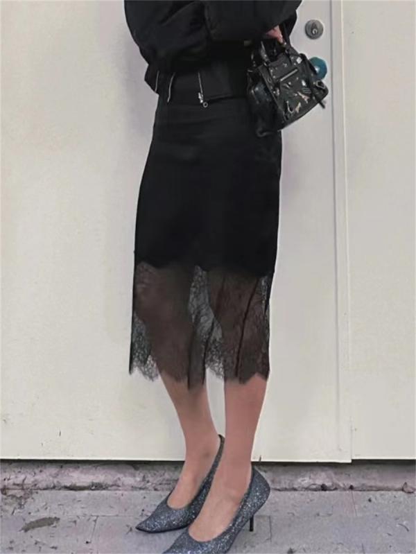 スカート レディース 婦人服 エレガント レース 花柄 裾フレア 接触冷感 醋酸レーヨン サテン 高見え ハイウエスト Aライン ミモレ丈スカート｜トミーショップ 店