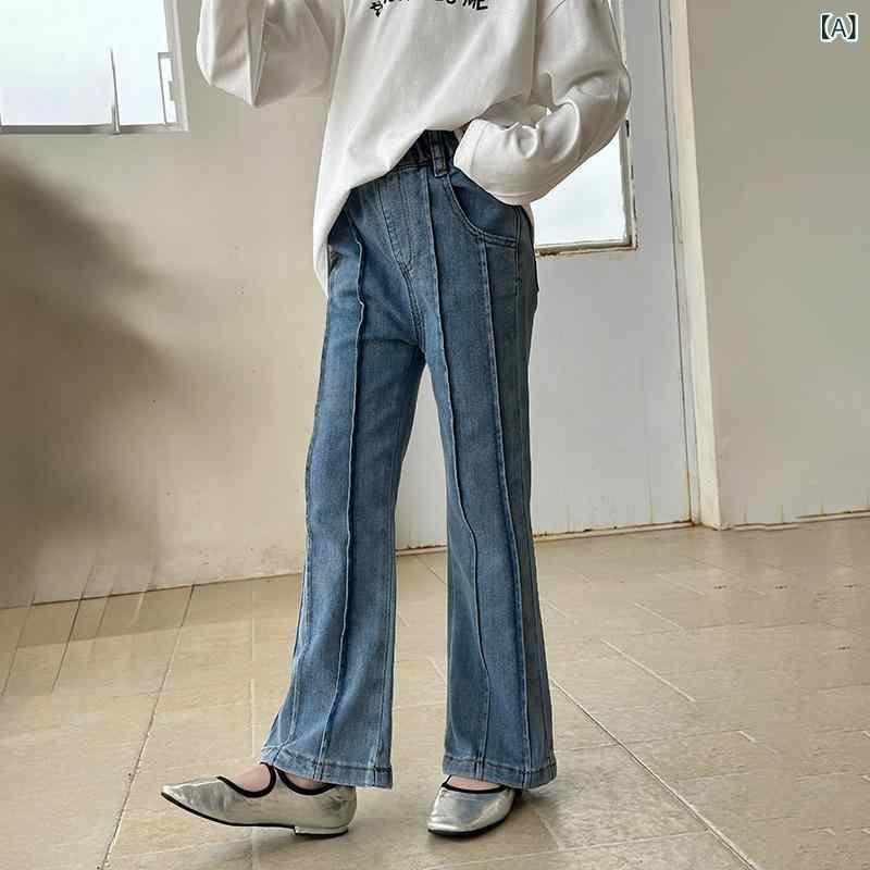 子供服 ジーンズ 女児 デニムパンツ ラッパズボン 春秋 女の子 ズボン デニム 綿72％ 100cm 110cm 120cm 130cm 140cm 150cm 160cm 160-168cm