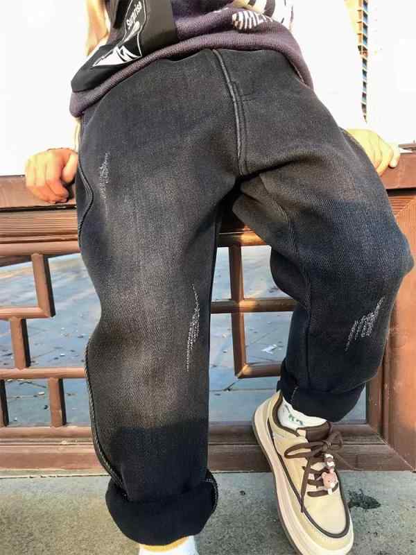 キッズ デニムパンツ 裏起毛 子供用 ジーンズ ロングパンツ 秋冬 男の子 女の子 伸縮性 ウエストゴム 普段着 春秋 冬 厚手 100cm 110cm 120cm 130cm 140cm 150cm 160cm