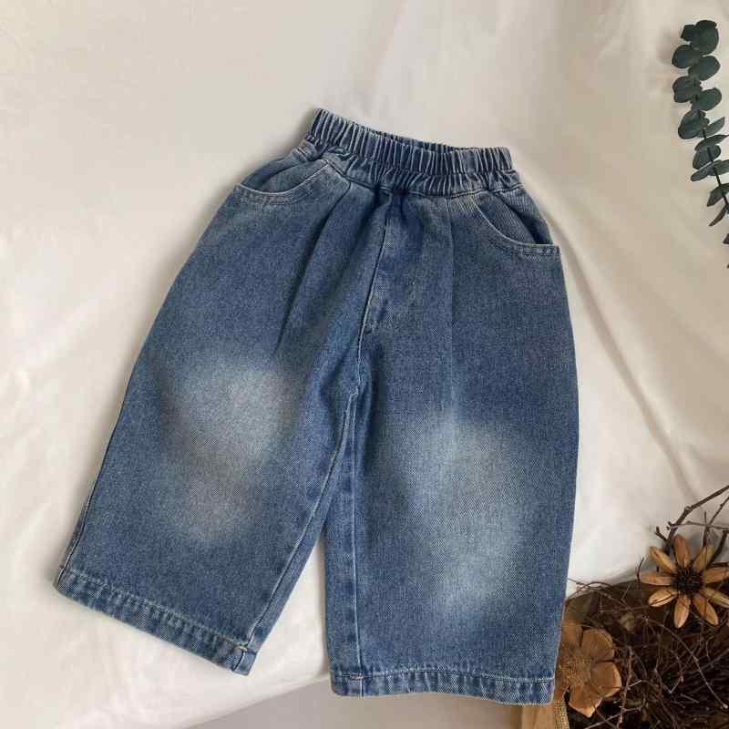 子供用ジーンズ キッズ 男女兼用 デニムパンツ ワイドレッグパンツ ロングパンツ 中小子供向け コットン 伸縮性 ウエストゴム 普段着 春秋 80cm 90cm 100cm 110cm 120cm 130cm