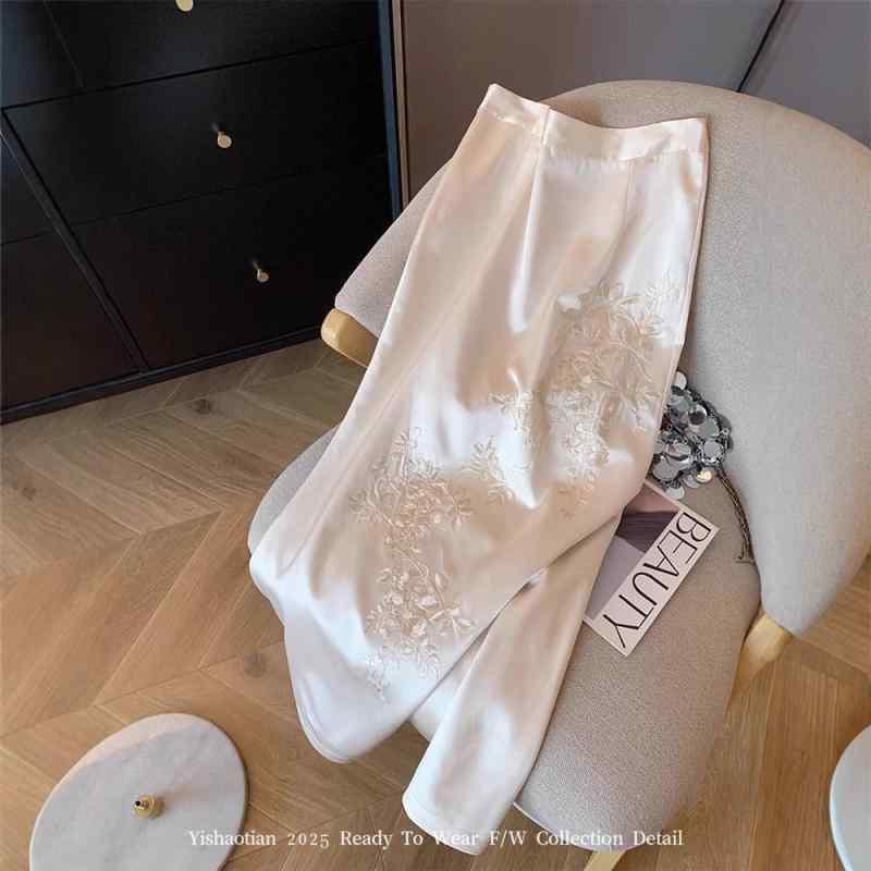 スコート レディース A伝達ルートスコート 刺・墸 ポリエステル 繻子スコート ミモレ丈 MIDI丈 瀬戸もの風 中国風 読みもの返り咲き 雅びやか 高押し出し 春夏