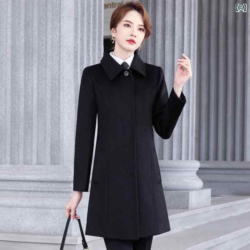 コート レディース メンズ ウールブレンド アウター 秋冬 ホテル フロント 受付 販売 員 制服 ユニフォーム 長袖 ブラック 紺 無地|トミーショップ 店