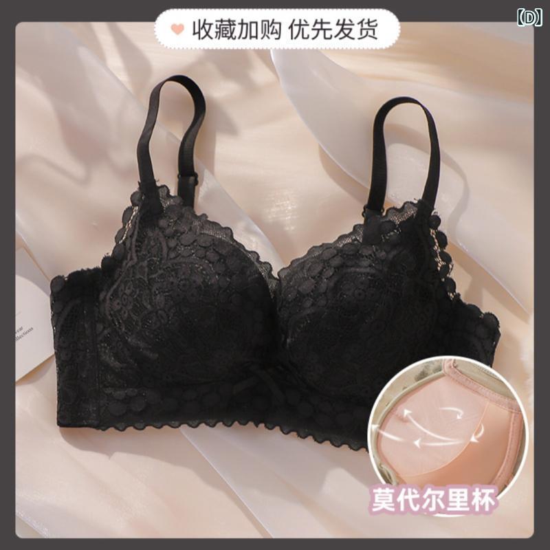 ブラジャー レディース 小胸 盛れる ワイヤーなし 寄せ上げ 脇高 谷間 レース ブラジャー ショーツ セット グリーン 茶色 紫 黒 赤
