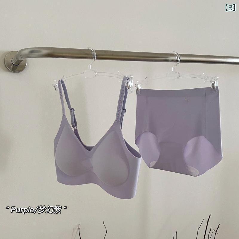 ブラジャー & ショーツ レディース ソフトワイヤー ノンワイヤー フルカップ 寄せ上げ 無縫製 通気性 快適 インナーウェア 小麦色 夢幻紫 桃色 漆黒