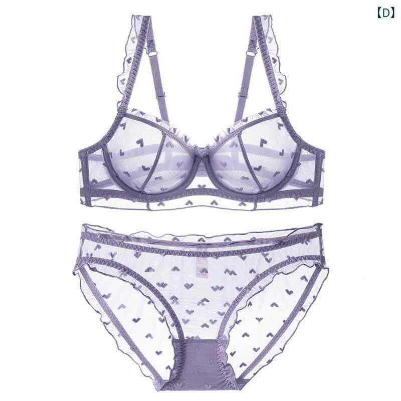 ブラジャー & ショーツセット レディース 3/4カップ 脇高 寄せ上げ レース 透け感 セクシー ランジェリー 薄手 快適 通気性 ブラック ホワイト ピンク系