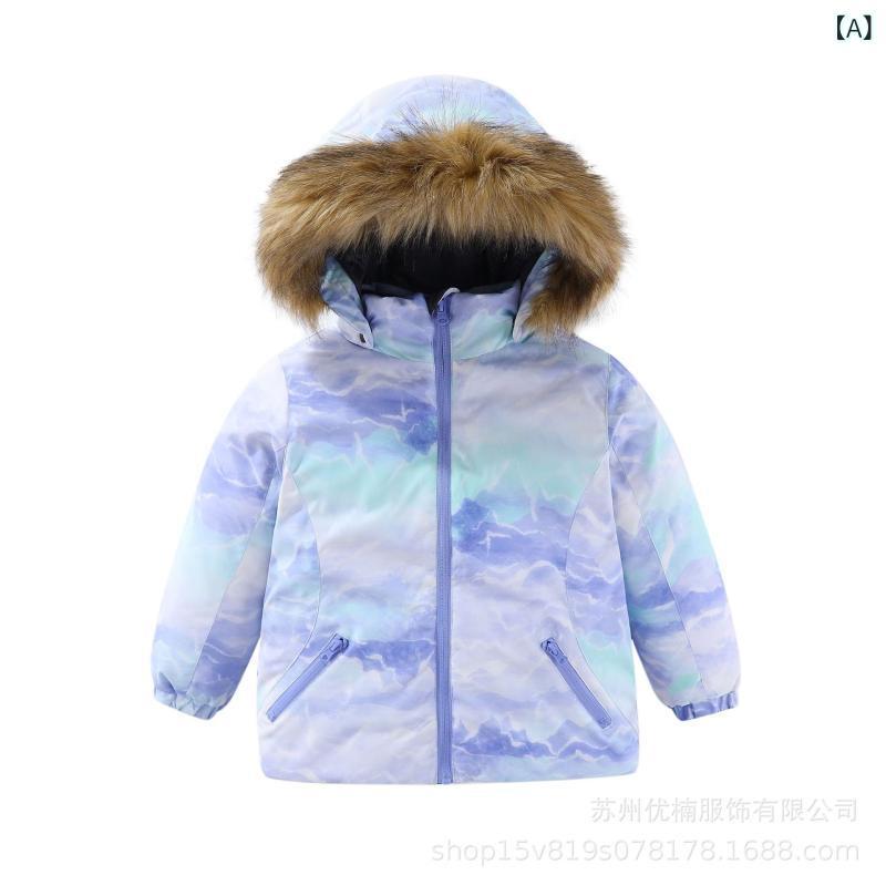 スキーウェア 女の子 子供 アウトドア スポーツウェア 防風 防寒 登山服 アウター ジャケット 浅紫プリント 浅ピンクプリント|トミーショップ 店